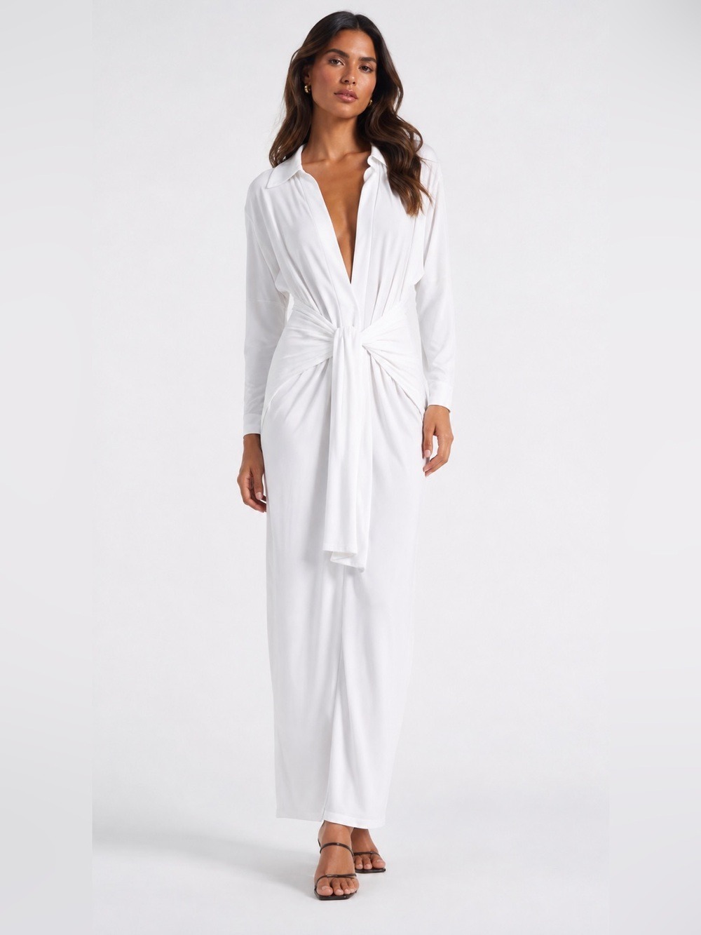 Norma Kamali Oversized Tie Front NK Shirt Jumpsuit Snow White S NWT